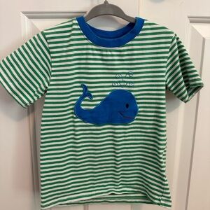 Green and Blue Striped Kids Whale Tee